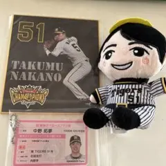 阪神タイガース　中野拓夢　ぬいぐるみマスコット　ファン証　色紙　３点セット