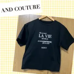 1回のみ着用★AND COUTURE ロゴプリントTシャツ ブラック フリーのサムネイル