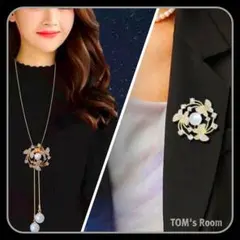 新品 2way ブローチ&ロングネックレス 蝶パール フォーマル 結婚式