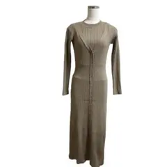 リリーブラウン　レイヤード　ニットワンピース　ロングワンピース　ベージュ