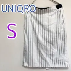 ユニクロ　UNIQRO スカート　ストライプ　ホワイト　ポリエステル