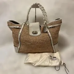 COACH 編み込みデザイン かごバッグ 保存袋付き ターンロック　A4可