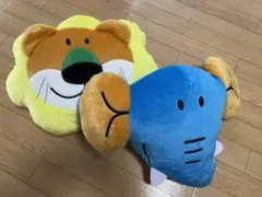 たべっ子どうぶつ　ふさふさフェイスクッション　らいおん　ぞう　2個セット