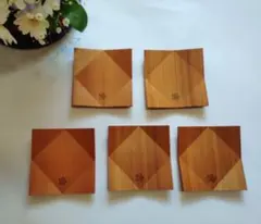 木製四角型菓子皿5枚セット