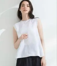 23区【新品タグ付き、洗える】LIBECO LINEN ブラウス38 ホワイト系
