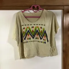 yul 幾何学模様 半袖Tシャツ ベージュのサムネイル