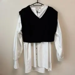 MURUA ブラック ニットベスト　ブラウス