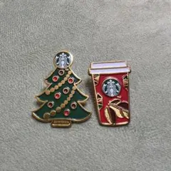 【限定】スターバックス クリスマスピンバッジセット　コーヒー