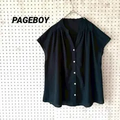 PAGEBOY ページボーイ フレンチスリーブブラウス（L）ブラック ギャザーのサムネイル