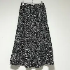 n1142【サマンサモスモスブルー】 総柄 ロングスカート F モノトーン 白黒