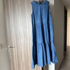 Heather Denim ノースリーブワンピース デニムブルー