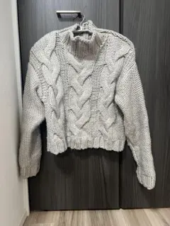 OPAQUE.CLIP ケーブル編み グレー 長袖ニット