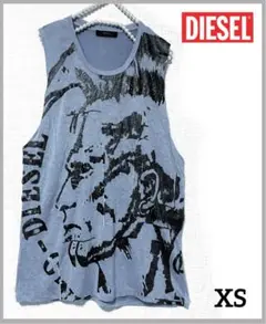 DIESEL デザインTシャツ カットソー　ノースリーブ　レア　ロゴプレートXS