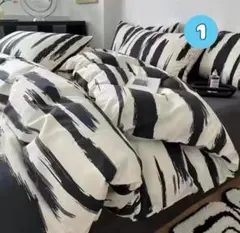 布団カバー 3点セットシングル ゼブラ　寝具セット まくら　敷布団　洗える
