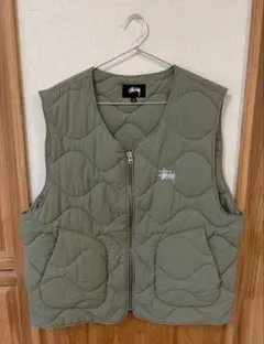 stussy キルティングベスト Lサイズ　オリーブ　緑