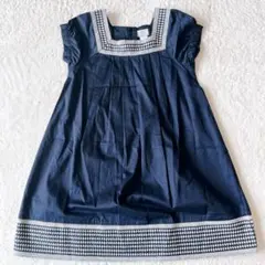 【極美品】シリリュス コットンワンピース 刺繍 ネイビー 紺 半袖 120のサムネイル