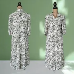 ヴィンテージ◎スカートスーツセットアップ(13)春夏 花柄総柄 フレアスカート