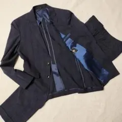 高機能✨️スーツセレクト　ウォッシャブル　セットアップ　グレンチェック　ネイビー