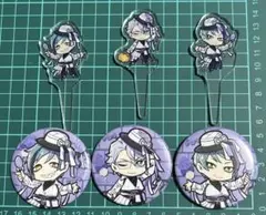 ツイステ カフェ スケアリー 缶バッジ アクリルピック オクタヴィネル寮 セット