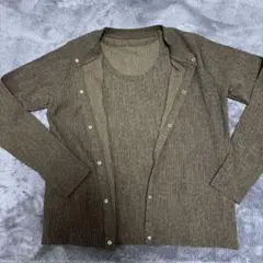 Workman ブラウン長袖カーディガン 半袖Tシャツ　セットアップ　Mサイズ