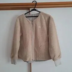 KPリボン付きベージュボアジャケット リバーシブル 160cm