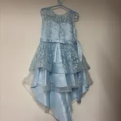 水色 フリル付きアシンメトリックドレス 120/130