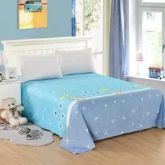 新品☆ベッドシーツ　水色　キリン柄　160㎝×230㎝