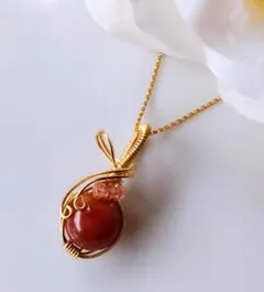 桜めのう チェリーブロッサムアゲート ペンダントトップ ワイヤー