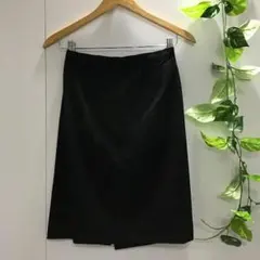 【J.PRESS】ひざ丈 ウールスカート 無地 フォーマル ブラック 64サイズ