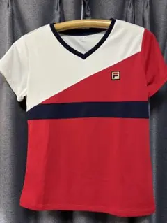 FILA Vネック Tシャツ レッド/ホワイト/ネイビー
