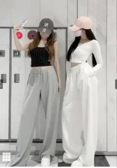 ストレートワイドスウェットパンツ[pm670] グレー