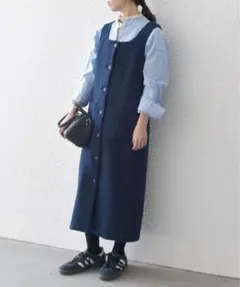 SHIPS any: モール ツイード スクエアネック ワンピース