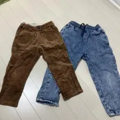 コーデュロイとデニムの長ズボンセット 100 110