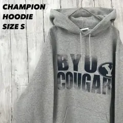 アメリカ古着　チャンピオン　プリントスエットパーカー　サイズS しもふりグレー