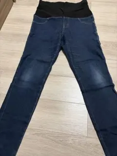 マタニティ ハイウエスト スキニーパンツ ダークブルー