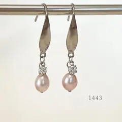 淡水パール(天然色シルバーピンク)＆キュービックジルコニア　ピアス