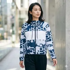 美品✨アディダス 総柄 アルファベット フルジップパーカー レディースM 完売品