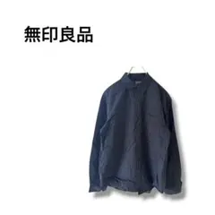 無印良品 シャツ 長袖 ストライプ カジュアル ネイビー M