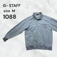 G-STAFF 長袖ポロシャツ ライトブルー Mサイズ　襟付きグレーワンポイント