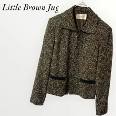 テーラードジャケット ツイード 日本製 ジップアップ ブラウン 【S】 きれいめ