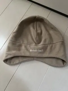 mont-bell キッズフリー ベージュ ニット帽　フリース耳付き