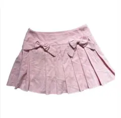 ROMWE ピンク プリーツミニスカート インナーパンツ付き リボン Lサイズ