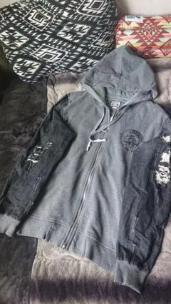 DIESEL ダメージ加工 ジップアップパーカー