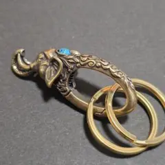 【カラビナ・ゾウ】真鍮　キーリング　オリジナル　キーフック　車　ヴィンテージ