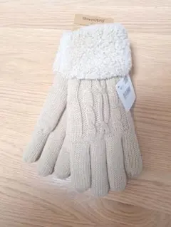 グローブデポ GlovesDEPO 手袋 裏ボア二重ケーブル編み ベージュ