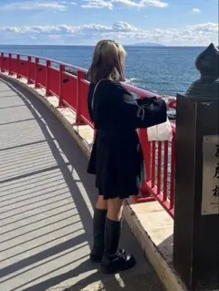 GRL ベルト付きマルチWayフェイクウールコート 黒