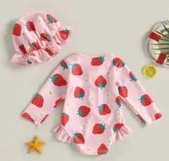 【新品】キッズ 水着 女の子 120 2点セット 帽子 ワンピース かわいい