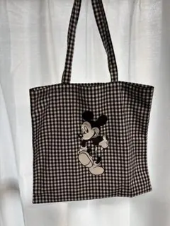 ミッキーマウス ギンガムチェック トートバッグ