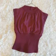 FRAY I.D フレイアイディー ウエストリブシアードレープトップス　ボルドー