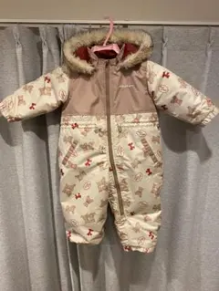 ムージョンジョン　くま・リボン柄　スノーコンビ　ジャンプスーツ　ピンク　訳あり